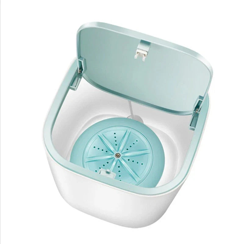 Compact ultrasonic mini washing machine with blue, white, and red colour options