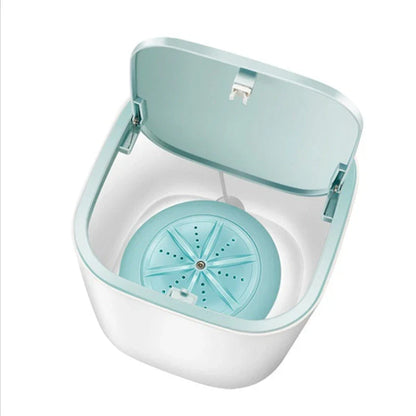 Compact ultrasonic mini washing machine with blue, white, and red colour options