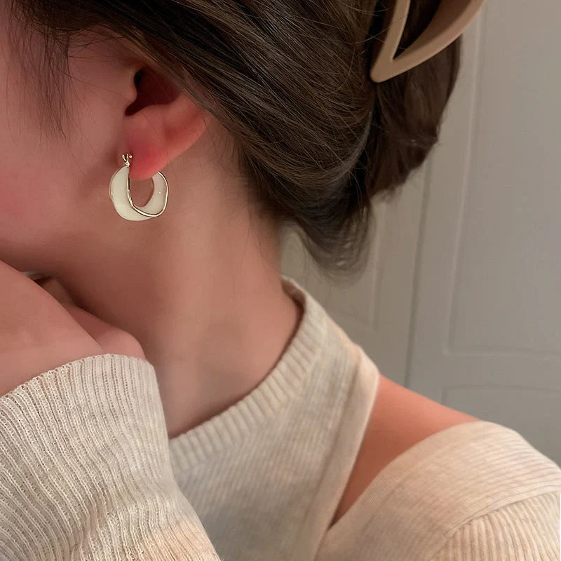 Dripping glaze geometric irregular round earrings in candy colours