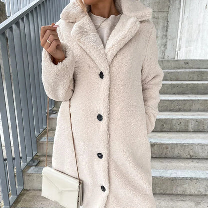Stylish women's long-sleeved plush lapel jacket in various colours