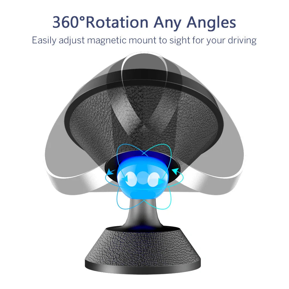 Universal magnetic car phone holder with lychee pattern design in black