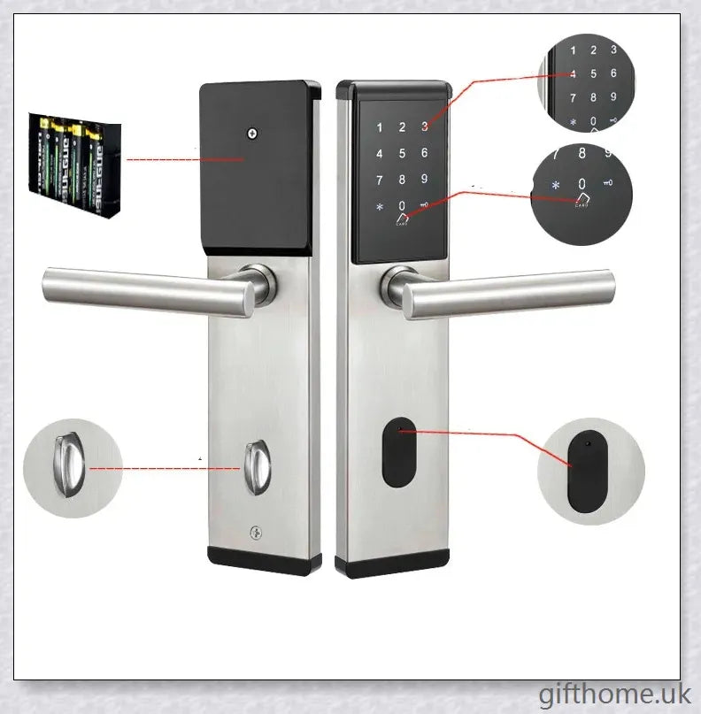 App Smart Lock with stainless steel construction, remote access, and smartphone control for secure home entry