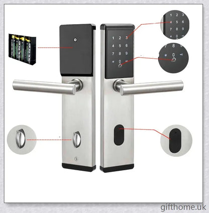 App Smart Lock with stainless steel construction, remote access, and smartphone control for secure home entry