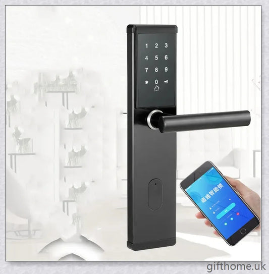 App Smart Lock with stainless steel construction, remote access, and smartphone control for secure home entry