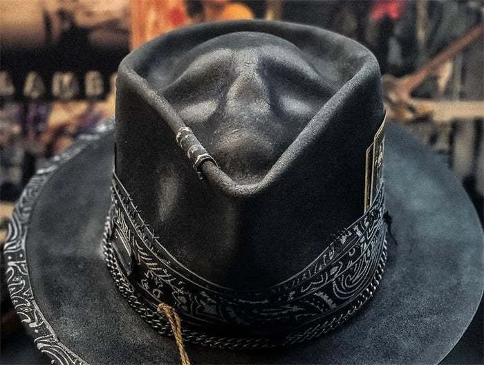 Handmade plush cowboy hat with a striking skull design, perfect for festivals, concerts, and casual wear.