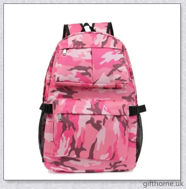 Stylish camouflage backpack with a large capacity and water-resistant construction for outdoor activities and everyday use