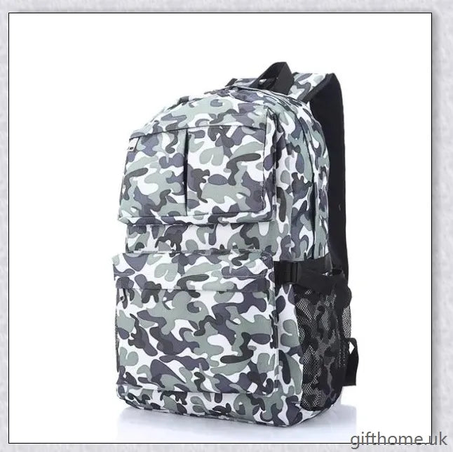 Stylish camouflage backpack with a large capacity and water-resistant construction for outdoor activities and everyday use