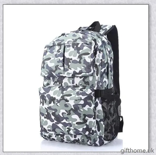 Stylish camouflage backpack with a large capacity and water-resistant construction for outdoor activities and everyday use