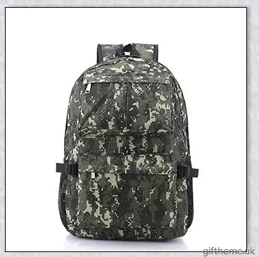 Stylish camouflage backpack with a large capacity and water-resistant construction for outdoor activities and everyday use