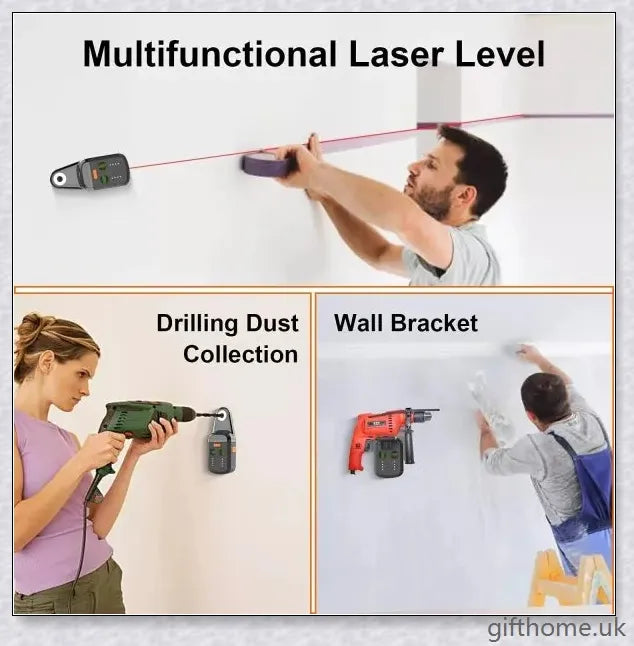 Electric Drill Dust Collector with Laser Level - Precisely drill holes and keep your workspace clean and tidy