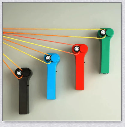 A mesmerising rope launcher toy that creates a hypnotic, floating string loop through the principles of physics