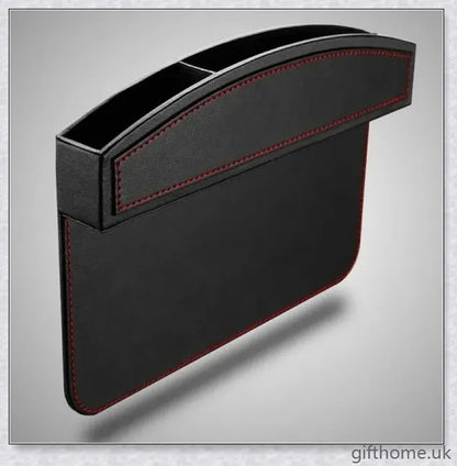 A premium leather and plastic car seat slot storage box for organising mobile phones, keys, and other small items