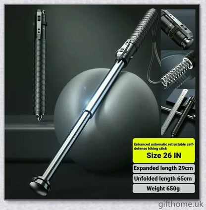 Enhanced Retractable Multi-Tool - a durable and secure outdoor walking aid with automatic deployment, premium alloy construction, and an ergonomic anti-slip handle