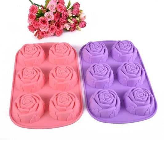 Lovely Roses Shaped Eco-Friendly Silicone Baking Mould for baking cakes, cupcakes, and other treats with a unique rose design.