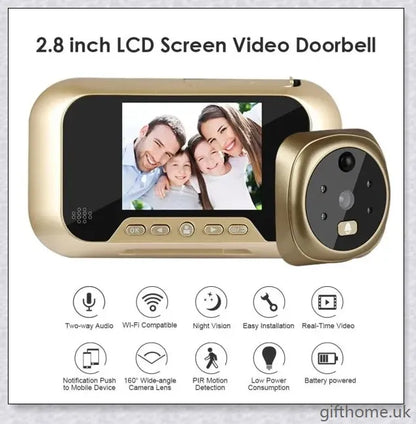Premium 2.8-Inch Infrared Night Vision Video Doorbell with Intelligent Peephole for Home Security and Visitor Monitoring