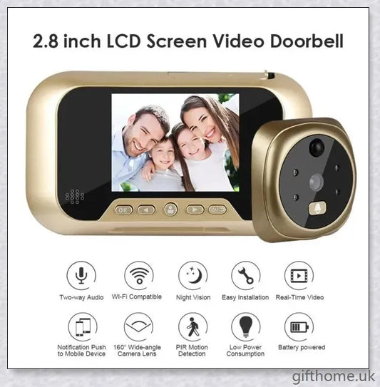 Premium 2.8-Inch Infrared Night Vision Video Doorbell with Intelligent Peephole for Home Security and Visitor Monitoring