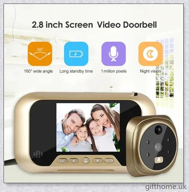 Premium 2.8-Inch Infrared Night Vision Video Doorbell with Intelligent Peephole for Home Security and Visitor Monitoring
