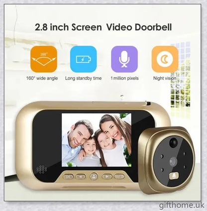 Premium 2.8-Inch Infrared Night Vision Video Doorbell with Intelligent Peephole for Home Security and Visitor Monitoring