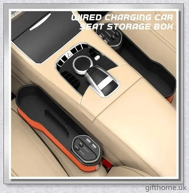 Car Seat Slot Storage Box with Wireless Charging - Organise your car's interior and charge your devices with this compact and practical accessory