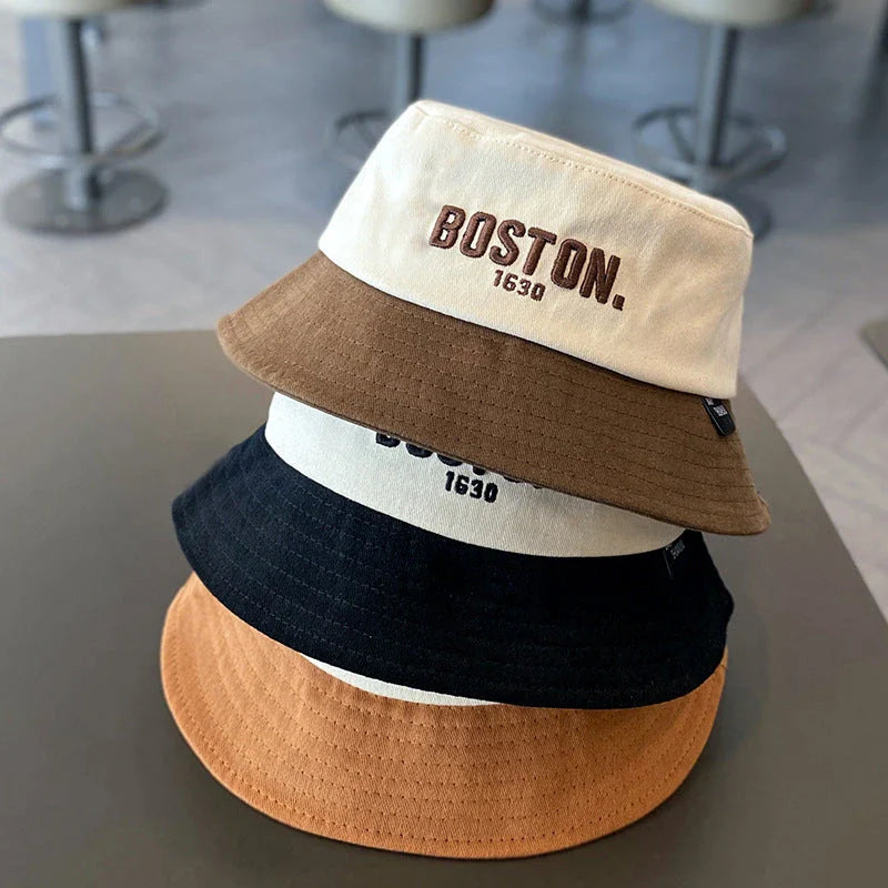 Adjustable Kids Wide Brim Bucket Hat with Korean Letter Embroidery, Suitable for Boys and Girls Ages 2-5