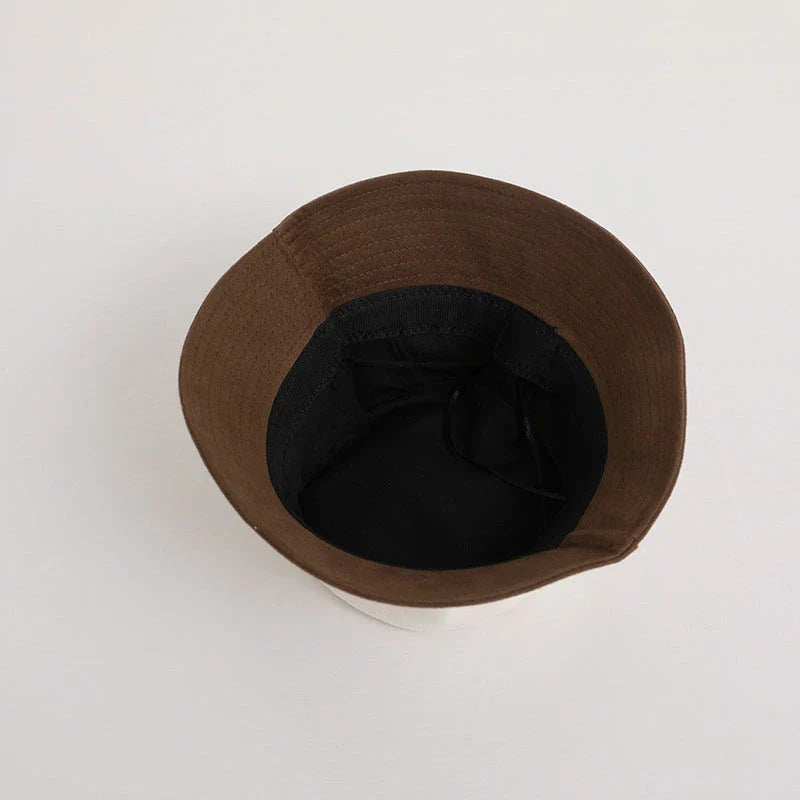 Adjustable Kids Wide Brim Bucket Hat with Korean Letter Embroidery, Suitable for Boys and Girls Ages 2-5