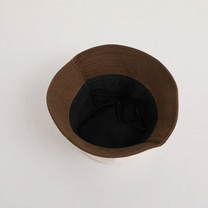 Adjustable Kids Wide Brim Bucket Hat with Korean Letter Embroidery, Suitable for Boys and Girls Ages 2-5