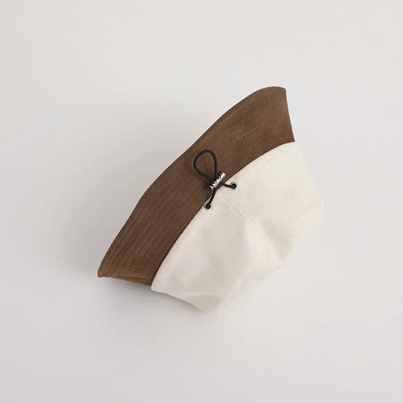 Adjustable Kids Wide Brim Bucket Hat with Korean Letter Embroidery, Suitable for Boys and Girls Ages 2-5