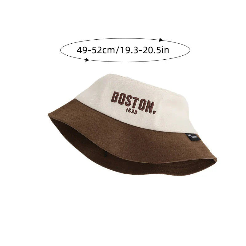 Adjustable Kids Wide Brim Bucket Hat with Korean Letter Embroidery, Suitable for Boys and Girls Ages 2-5