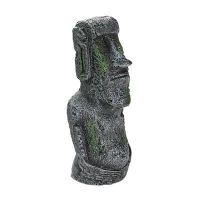 Detailed resin Easter Island statue aquarium decoration, featuring intricate Moai design for freshwater and saltwater aquariums