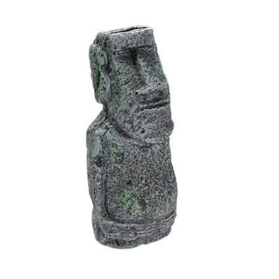 Detailed resin Easter Island statue aquarium decoration, featuring intricate Moai design for freshwater and saltwater aquariums