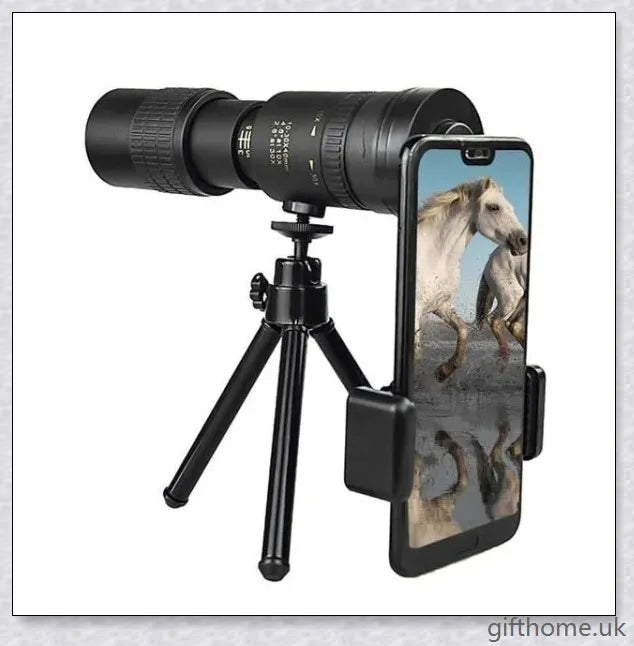 10-300X40mm Super Mobile Phone Starscope Thermal Monocular Telescope with Smartphone Adapter and Tripod