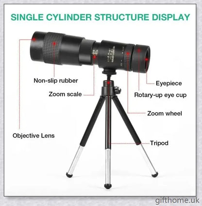 10-300X40mm Super Mobile Phone Starscope Thermal Monocular Telescope with Smartphone Adapter and Tripod