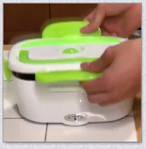 Portable Heated Electric Lunch Box in various colours - green, blue, orange, and pink