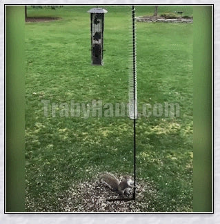 Squirrels Trouble - Squirrel-proof bird feeder accessory with spring-loaded mechanism to deter squirrels