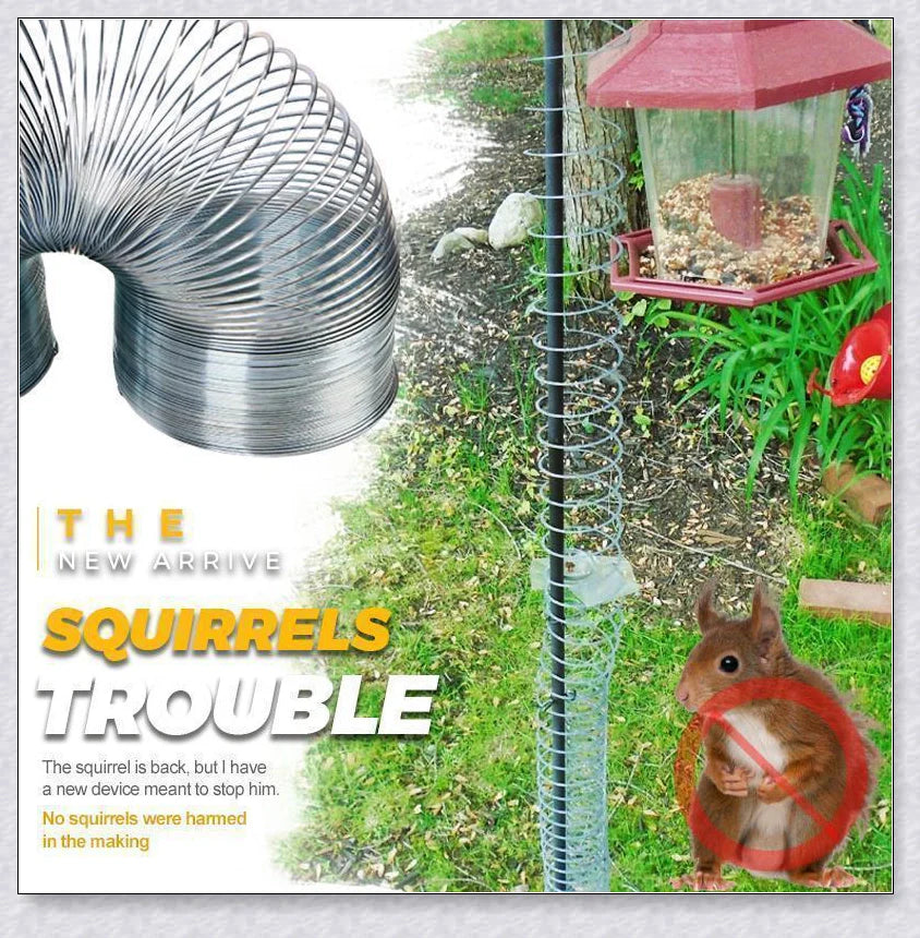 Squirrels Trouble - Squirrel-proof bird feeder accessory with spring-loaded mechanism to deter squirrels