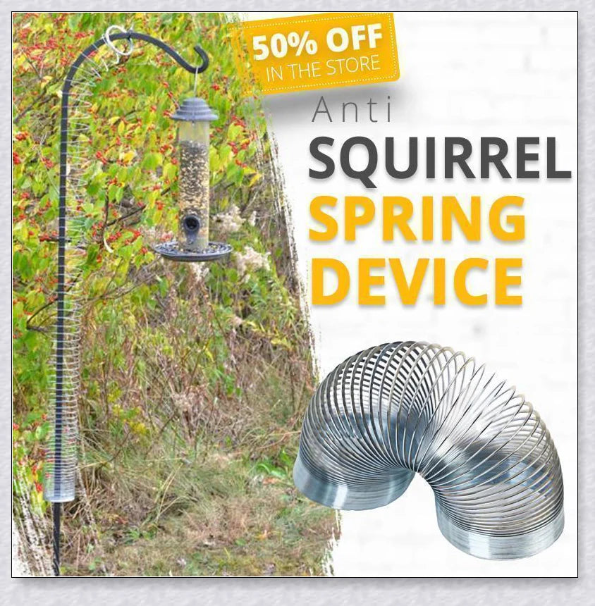 Squirrels Trouble - Squirrel-proof bird feeder accessory with spring-loaded mechanism to deter squirrels