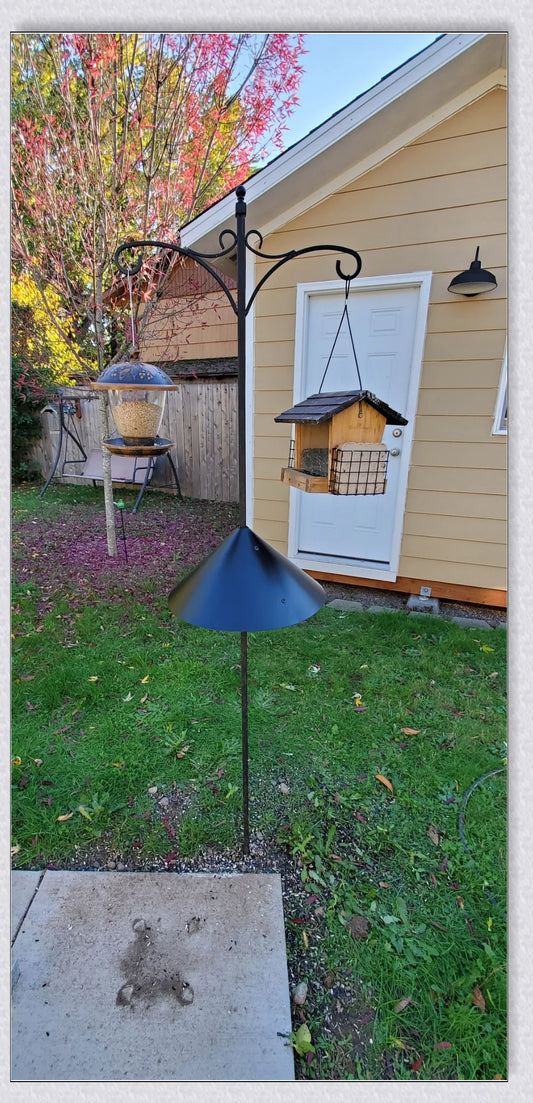 Squirrels Trouble - Squirrel-proof bird feeder accessory with spring-loaded mechanism to deter squirrels