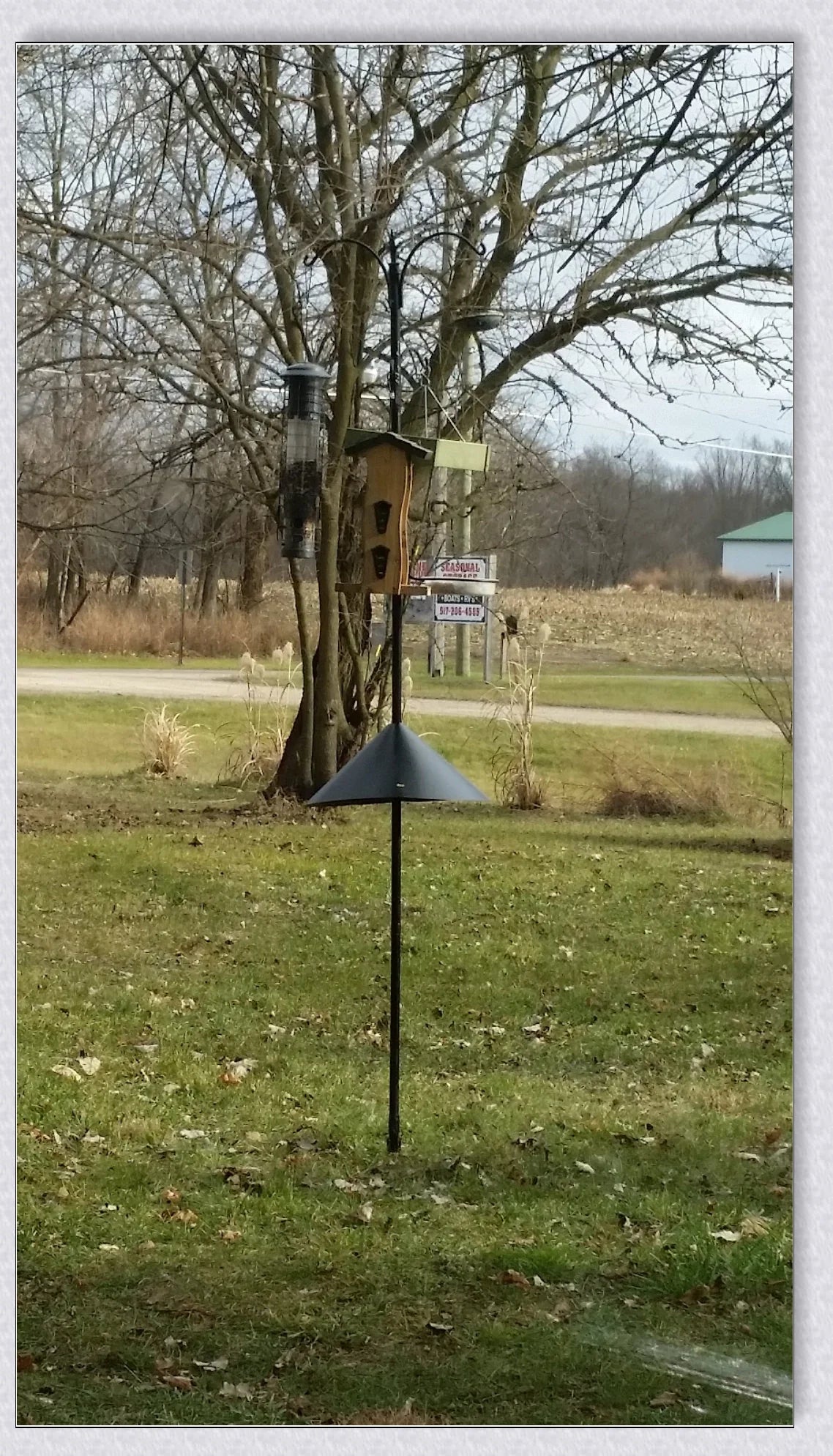 Squirrels Trouble - Squirrel-proof bird feeder accessory with spring-loaded mechanism to deter squirrels