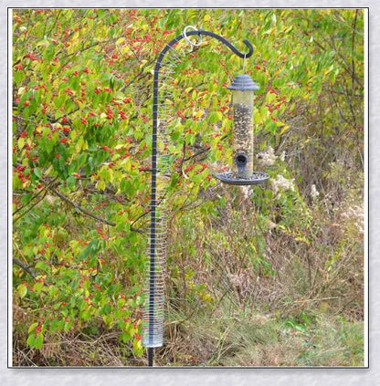 Squirrels Trouble - Squirrel-proof bird feeder accessory with spring-loaded mechanism to deter squirrels