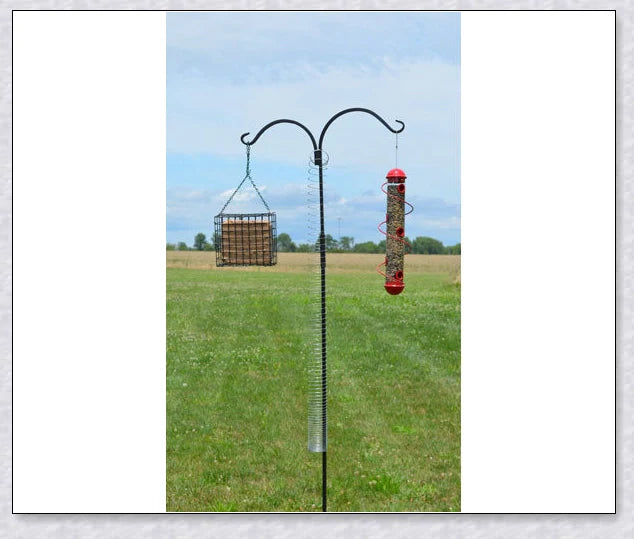 Squirrels Trouble - Squirrel-proof bird feeder accessory with spring-loaded mechanism to deter squirrels
