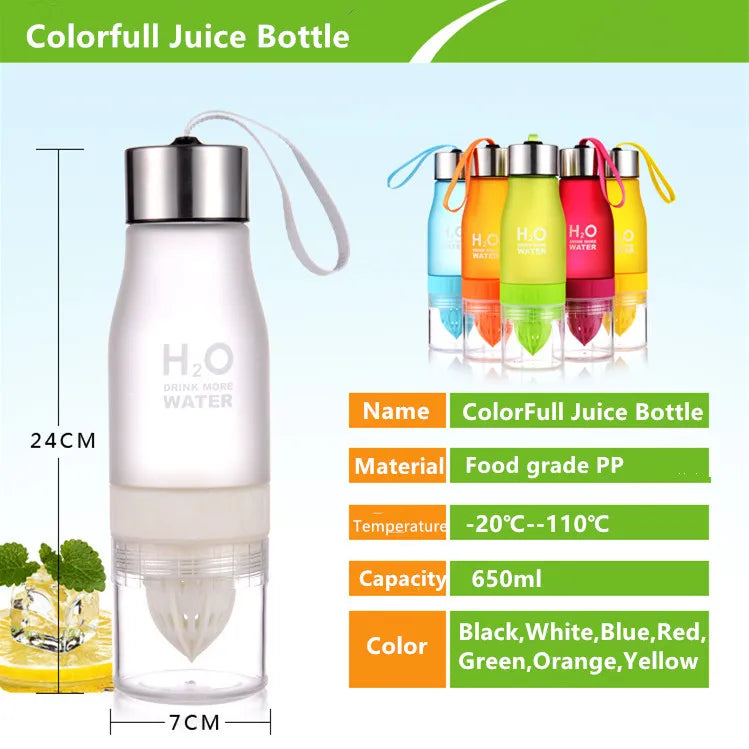 H2O Fruit Infusion Water Bottle with Vibrant Fruit Slices Floating Inside