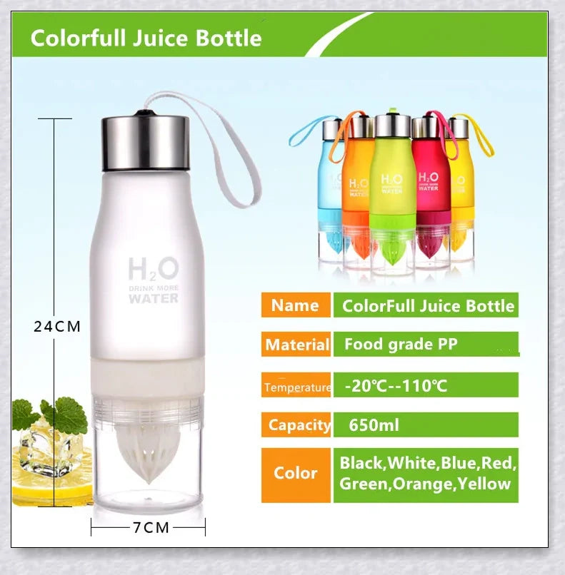 H2O Fruit Infusion Water Bottle with Vibrant Fruit Slices Floating Inside