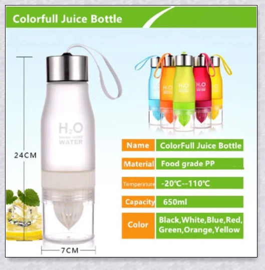 H2O Fruit Infusion Water Bottle with Vibrant Fruit Slices Floating Inside