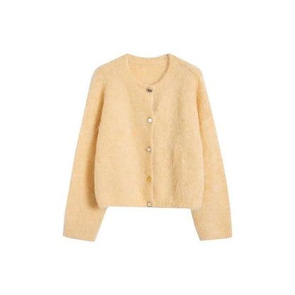 A stylish and cosy alpaca blend cardigan with a sophisticated design, perfect for transitioning between casual and office wear.