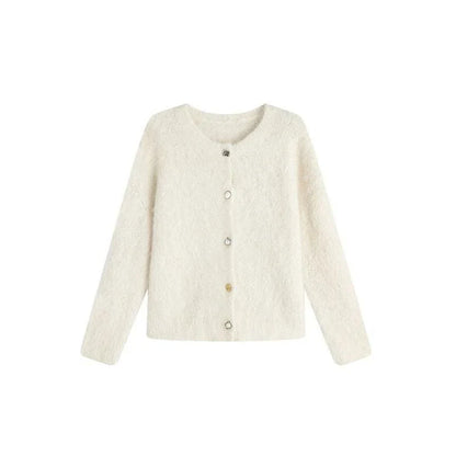 A stylish and cosy alpaca blend cardigan with a sophisticated design, perfect for transitioning between casual and office wear.