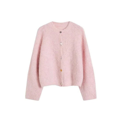 A stylish and cosy alpaca blend cardigan with a sophisticated design, perfect for transitioning between casual and office wear.