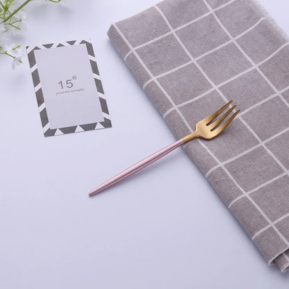 304 Stainless Steel Fork with Colourful Short Handle - Elegant Cutlery for Sophisticated Dining