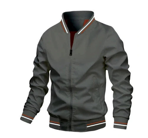 Men's stylish striped zip-up jacket with pockets in various colours
