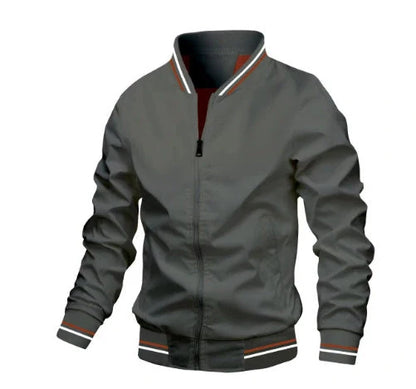 Men's stylish striped zip-up jacket with pockets in various colours