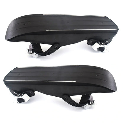 Black adjustable mini short ski skates for freestyle snowboarding